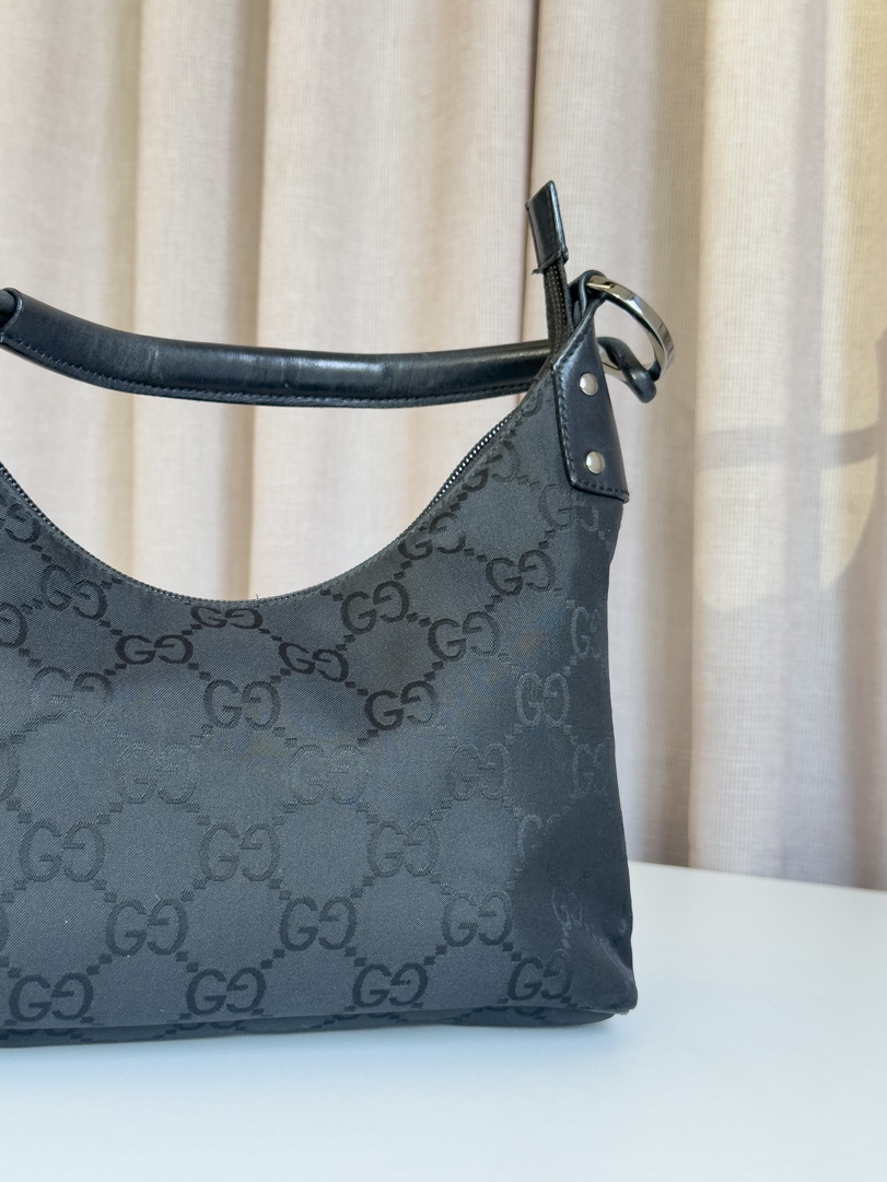 Gucci Black GG Canvas Shoulder Bag - Afbeelding 3