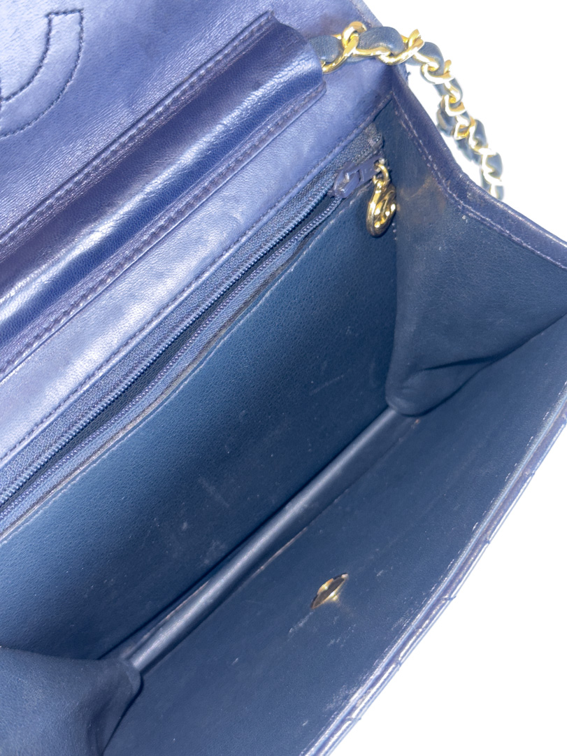 Chanel Navy Single Flap Bag - Afbeelding 9