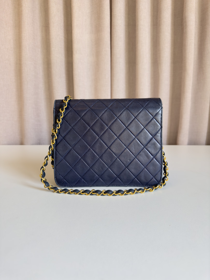 Chanel Navy Single Flap Bag - Afbeelding 4