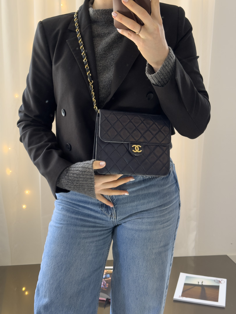 Chanel Navy Single Flap Bag - Afbeelding 10