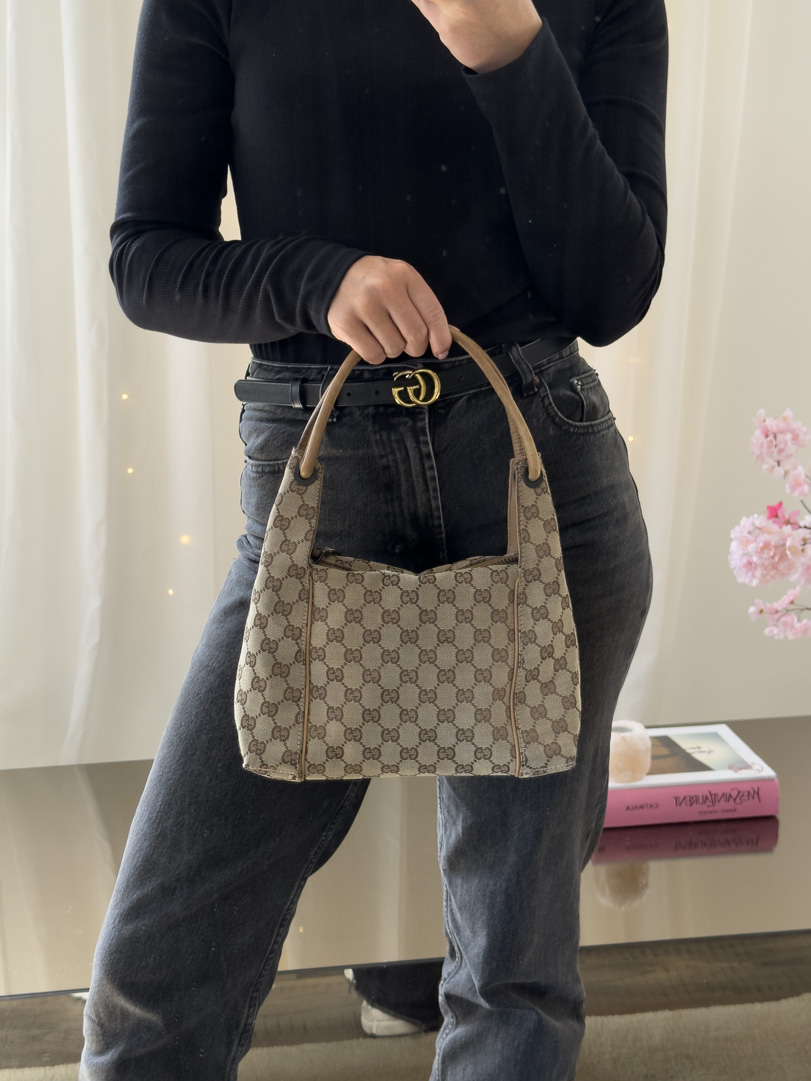 Gucci Canvas Shoulder Bag - Afbeelding 11