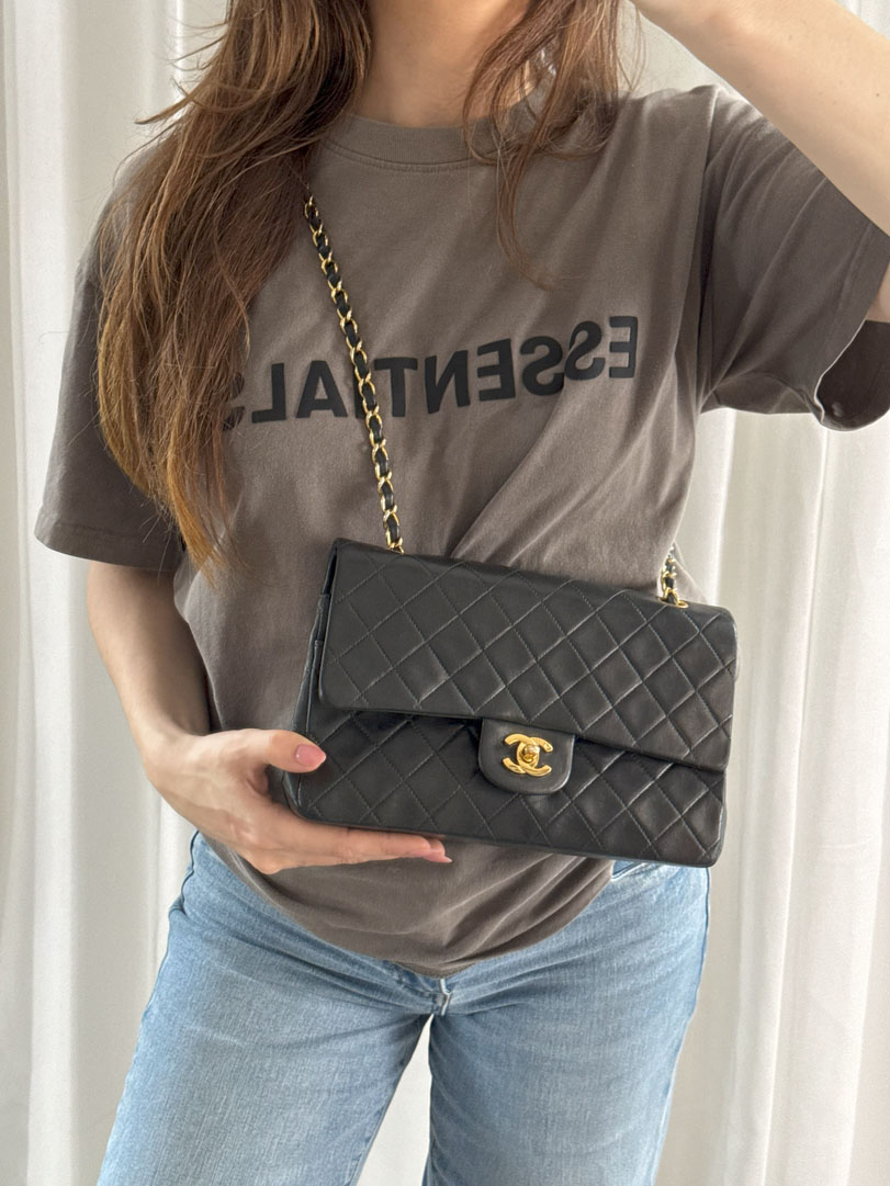 Chanel Double Flap Bag Medium Lambskin Leather