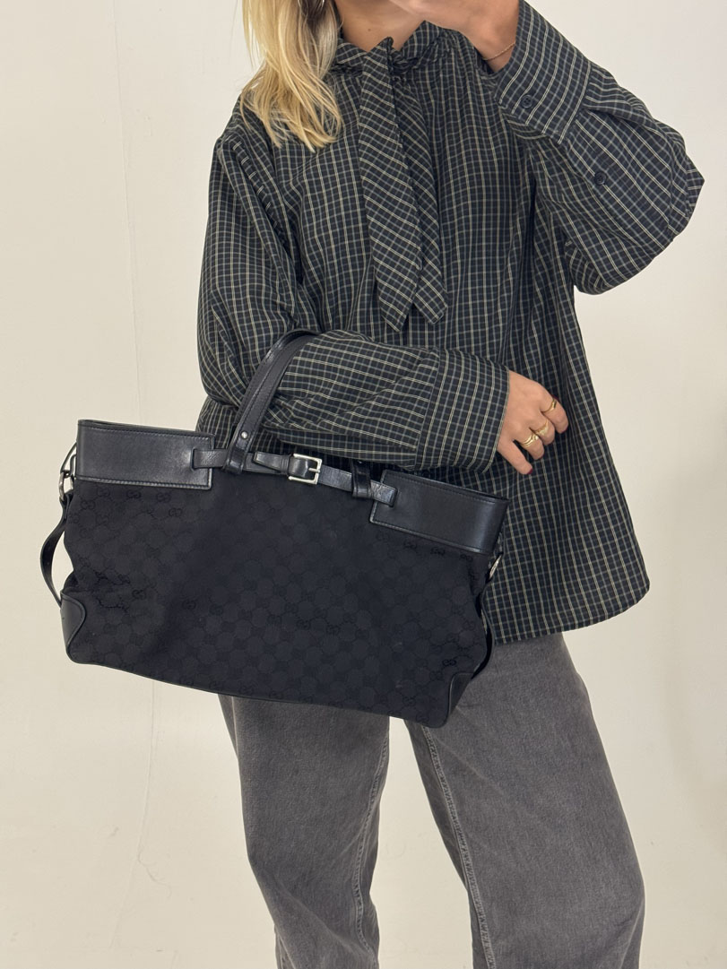 Gucci GG Canvas Hand Bag Black