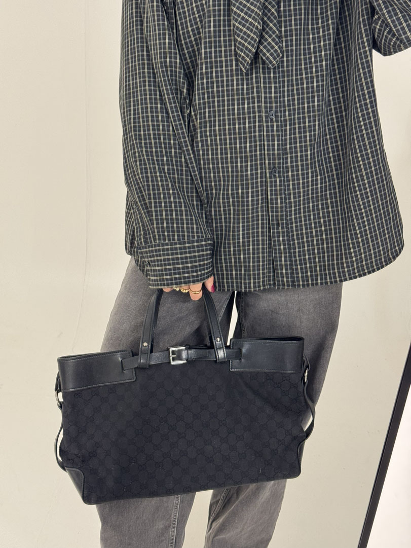 Gucci GG Canvas Hand Bag Black