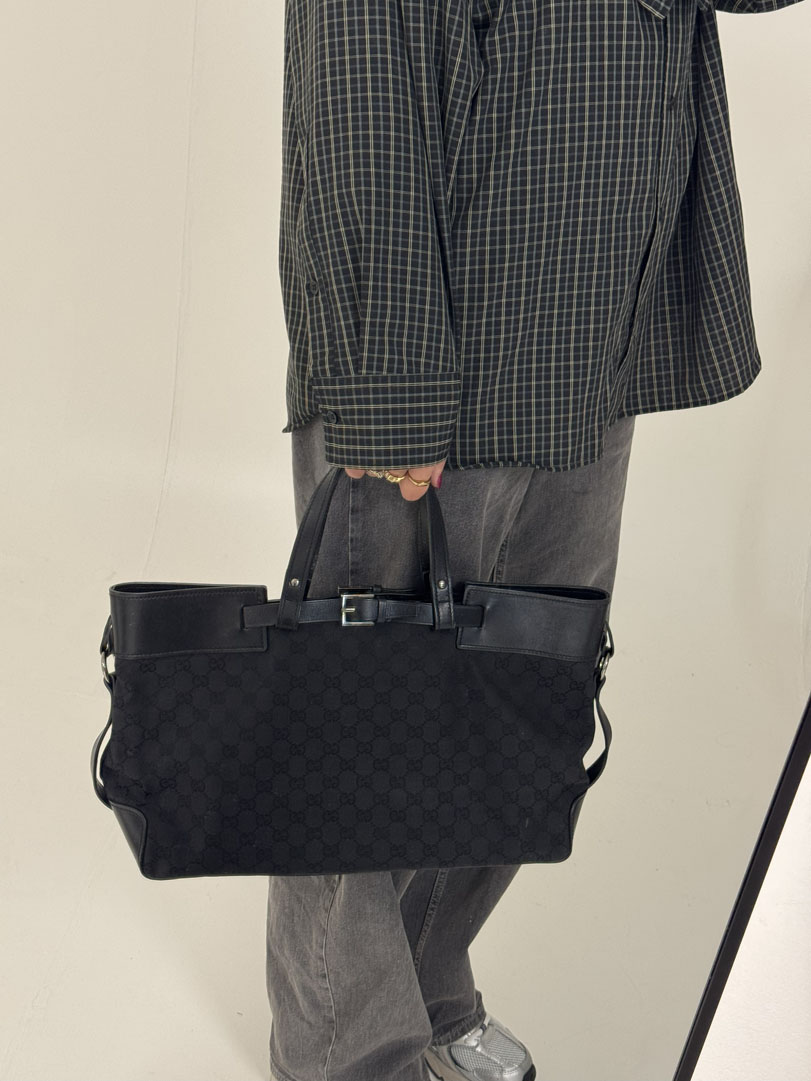 Gucci GG Canvas Hand Bag Black