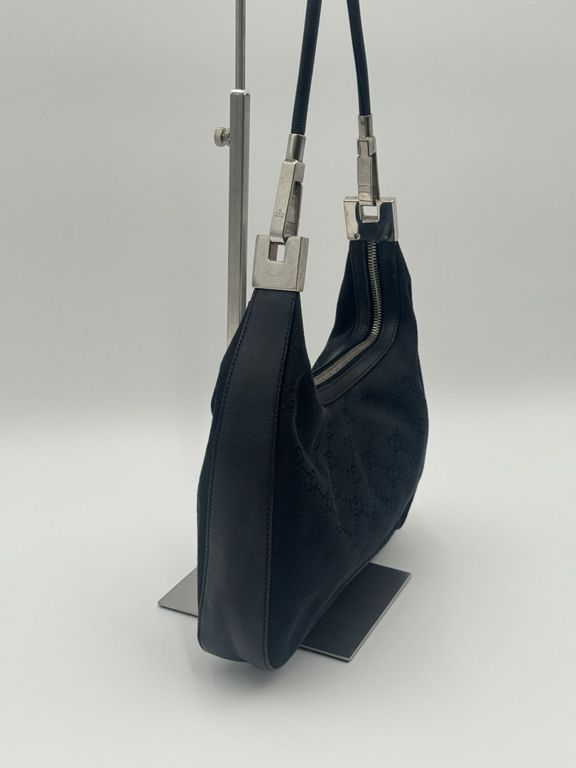 Gucci Black GG Canvas Shoulder Bag - Image 4