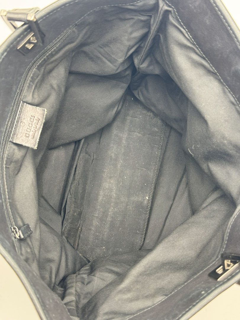 Gucci GG Canvas Tote Bag Black Silver