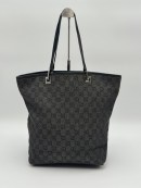 Gucci GG Canvas Tote Bag Black Silver