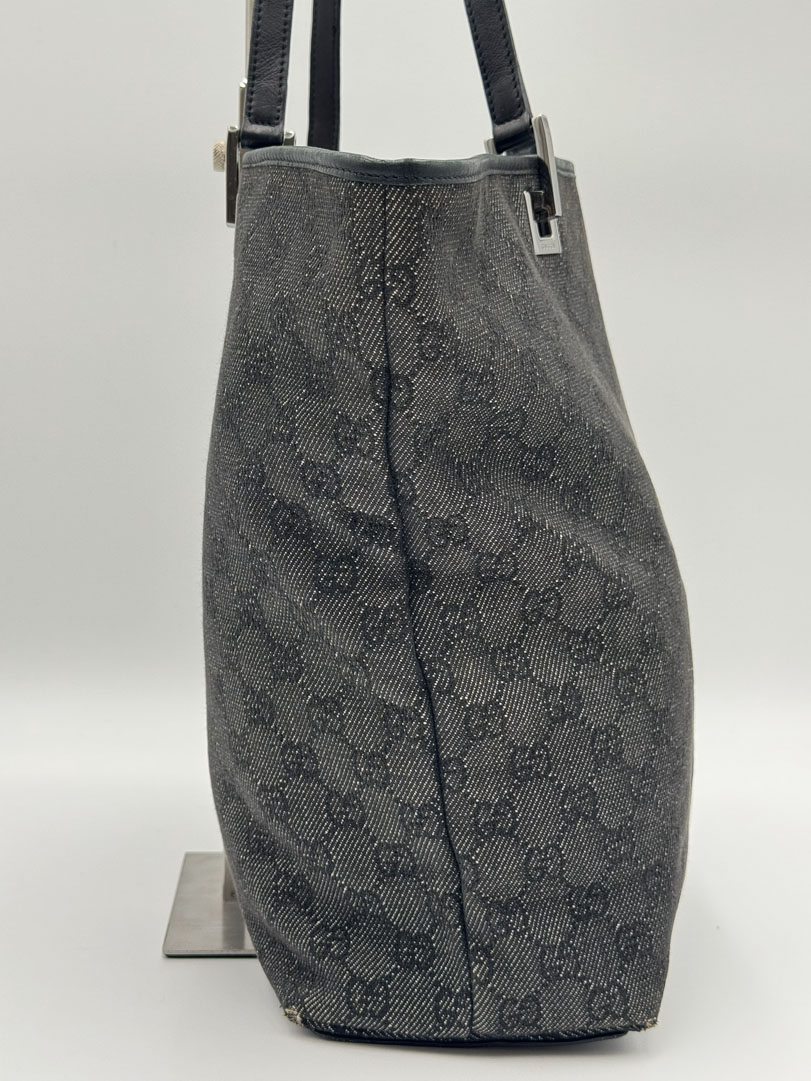 Gucci GG Canvas Tote Bag Black Silver
