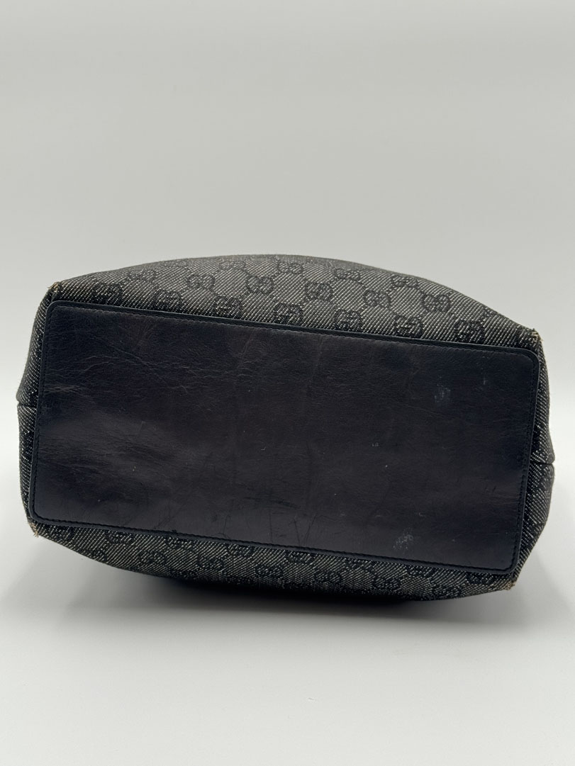 Gucci GG Canvas Tote Bag Black Silver