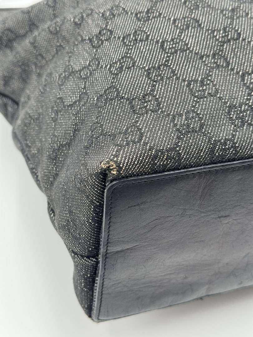 Gucci GG Canvas Tote Bag Black Silver