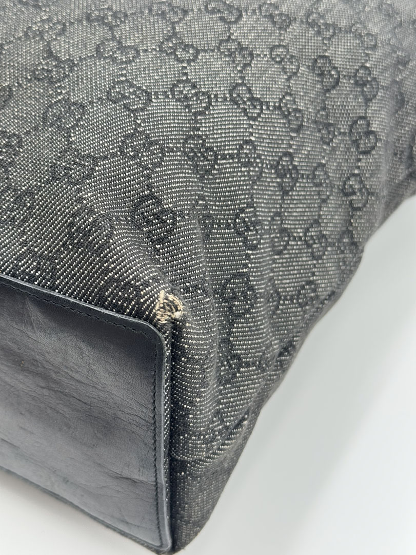 Gucci GG Canvas Tote Bag Black Silver