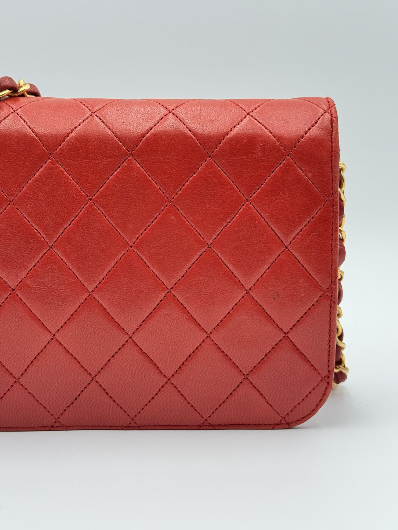 Chanel Single Flap Bag Red - Image 12
