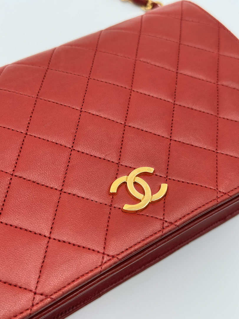 Chanel Single Flap Bag Red - Image 9