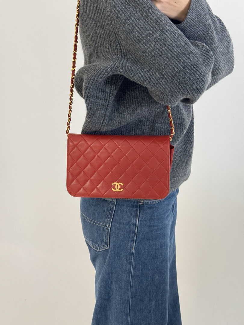 Chanel Single Flap Bag Red - Image 20