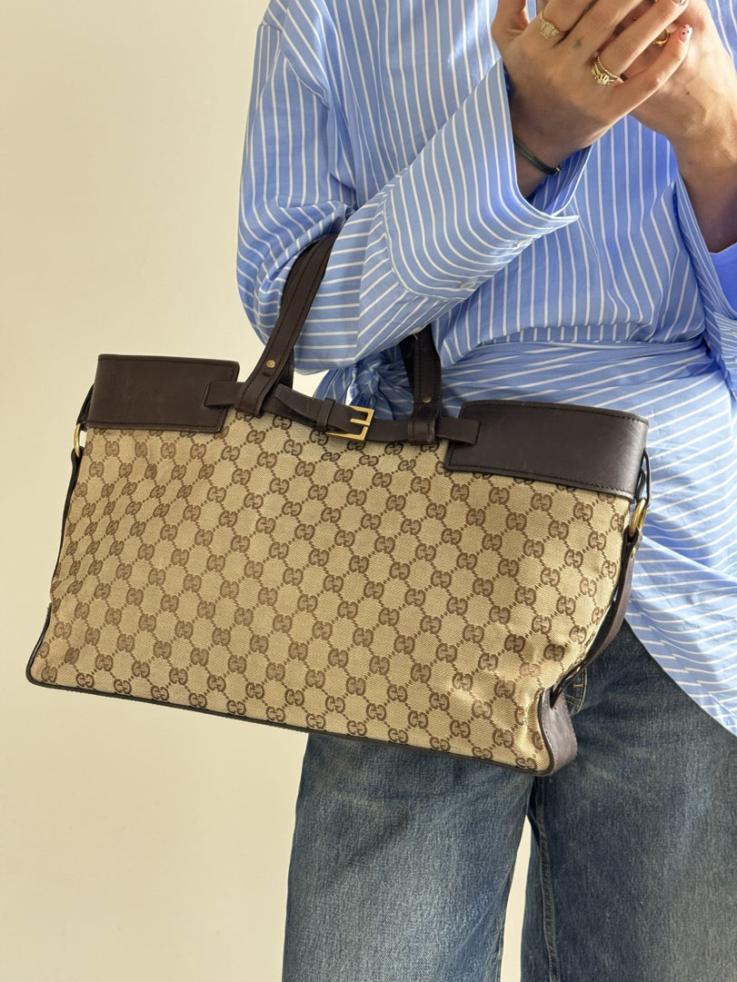 Gucci GG Canvas Belted Tote Bag - Afbeelding 2