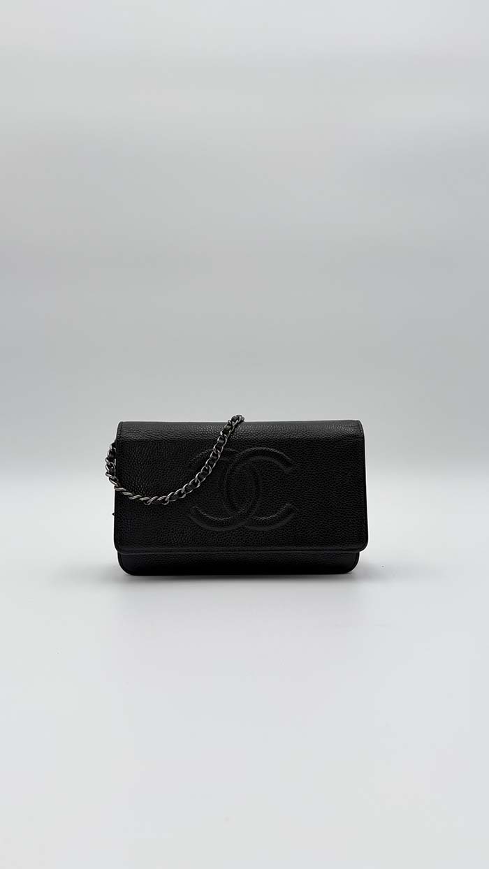 Chanel Coco Chain Wallet Caviar Leather