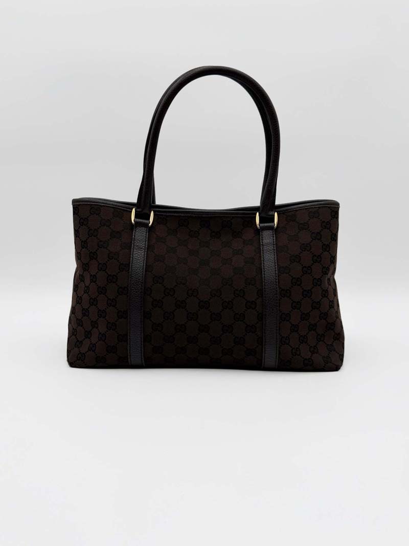 Gucci GG Canvas Tote Dark Brown