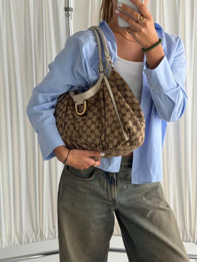 Gucci GG Canvas Tote Bag Beige Gold - Afbeelding 3