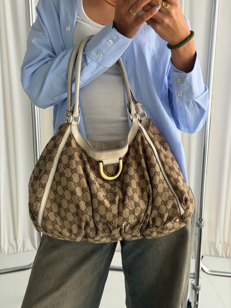 Gucci GG Canvas Tote Bag Beige Gold - Afbeelding 4