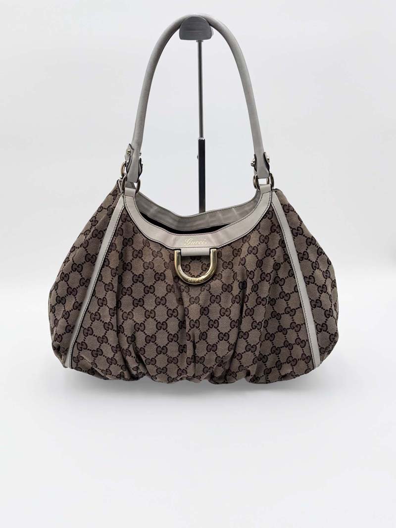 Gucci GG Canvas Tote Bag Beige Gold