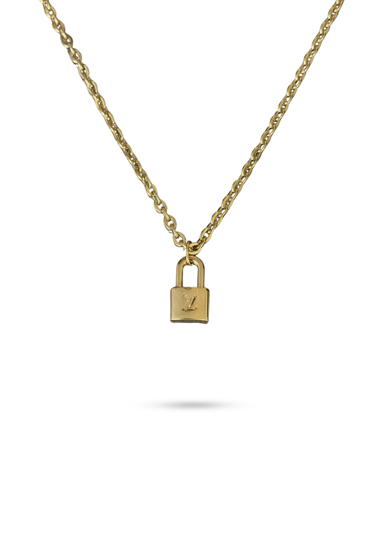 Reworked Charm LV Lock Necklace | Rolo Chain