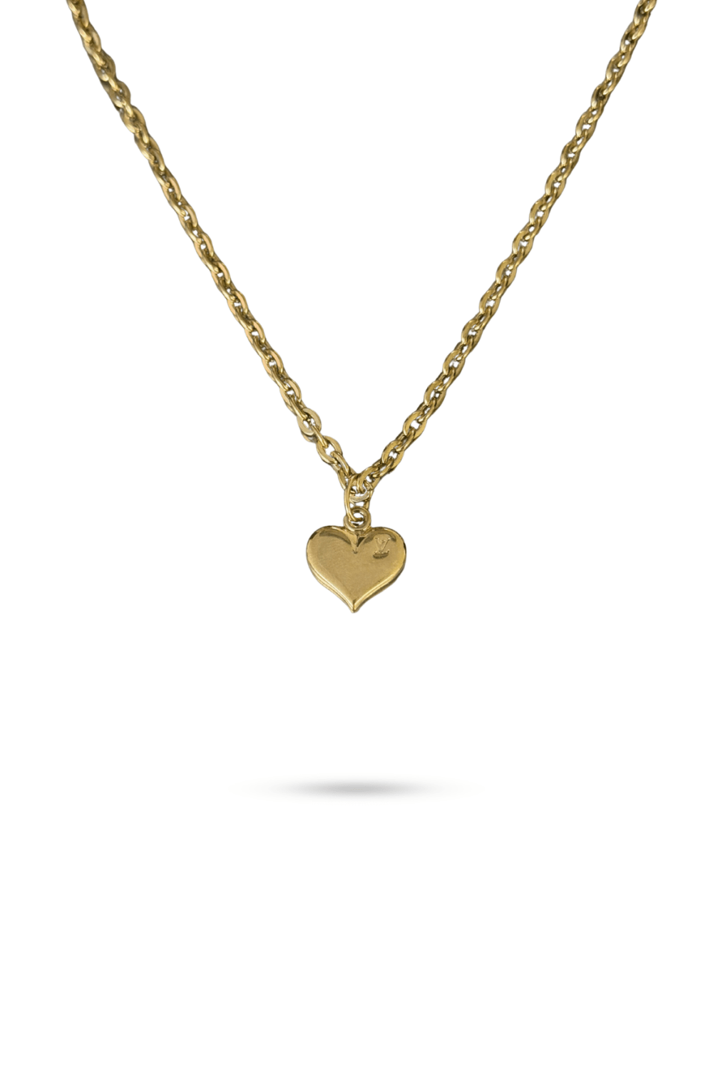 Reworked Charm LV Heart Necklace | Rolo Chain