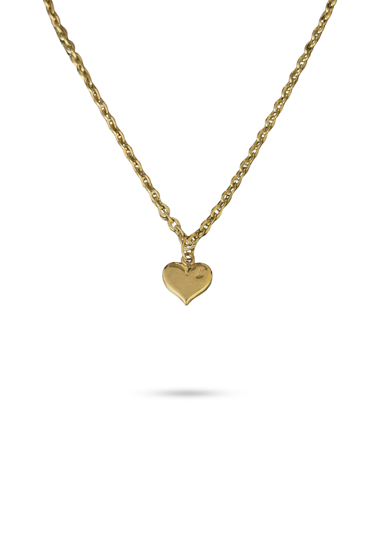 Reworked Charm LV Heart Necklace | Rolo Chain