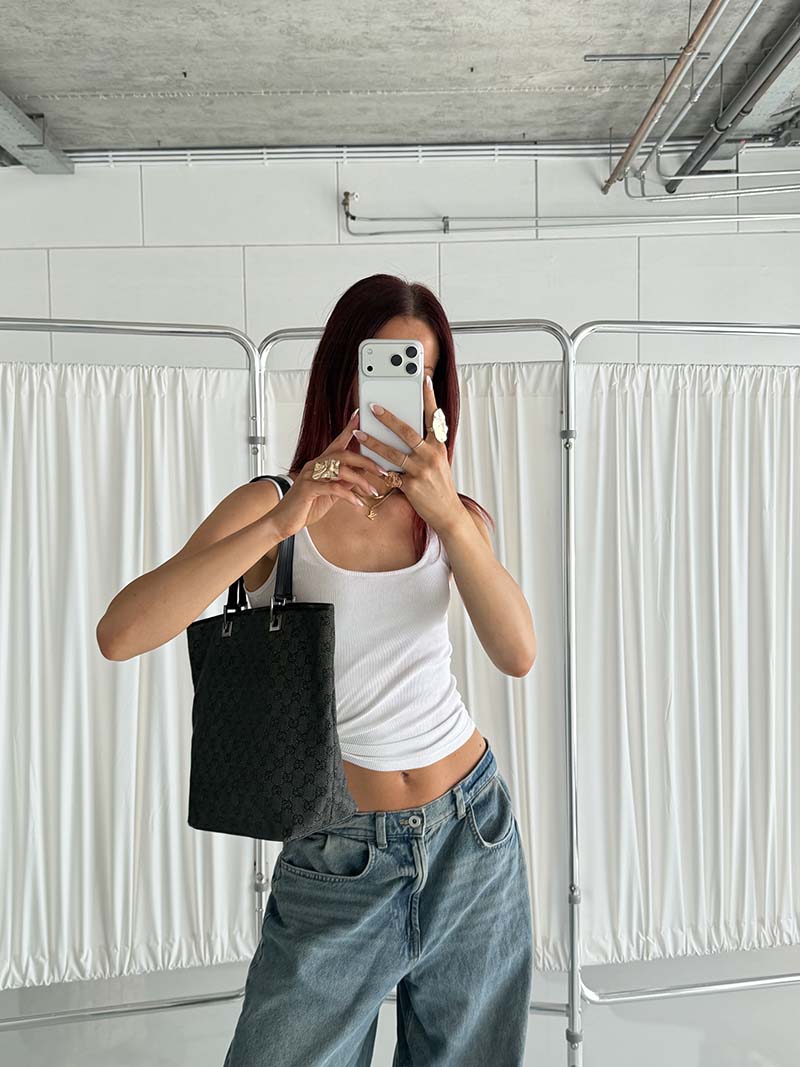 Gucci GG Canvas Tote Bag Black Silver - Afbeelding 3