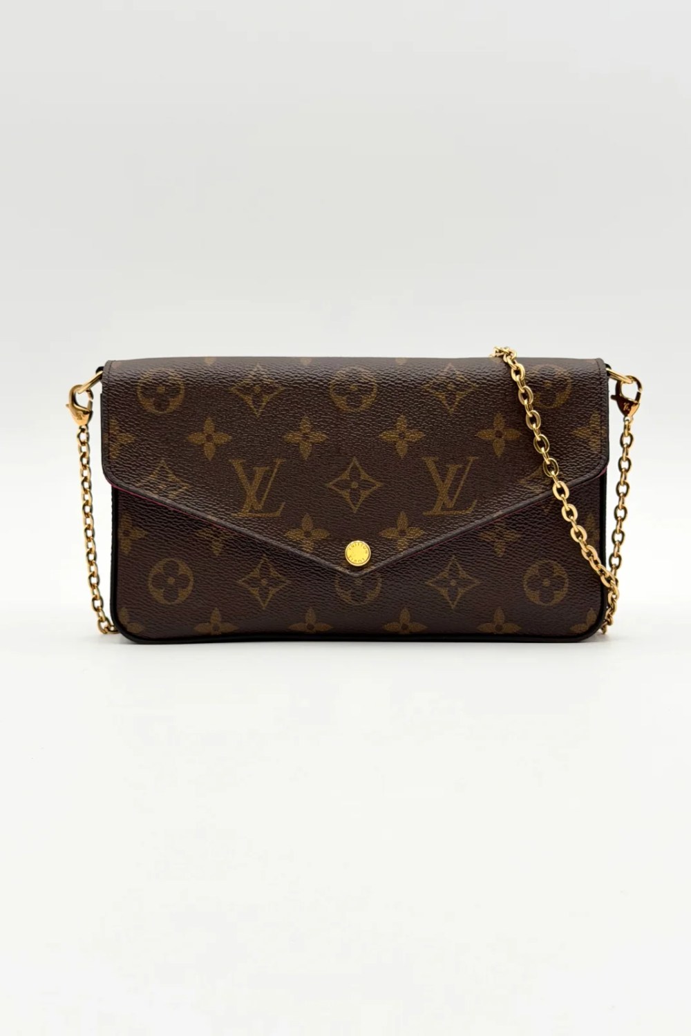 Brown Monogram Canvas Louis Vuitton Pochette Félicie crossbody bag with gold-tone hardware