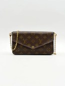 Brown Monogram Canvas Louis Vuitton Félicie Pochette crossbody bag with gold-tone hardware