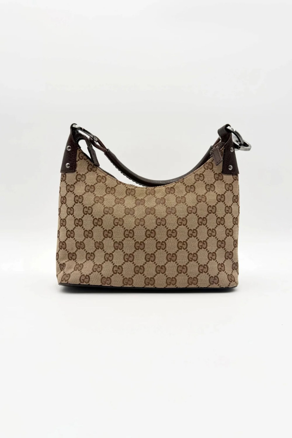 Gucci Lock Small shoulder bag in brown GG canvas with silver-tone hardware